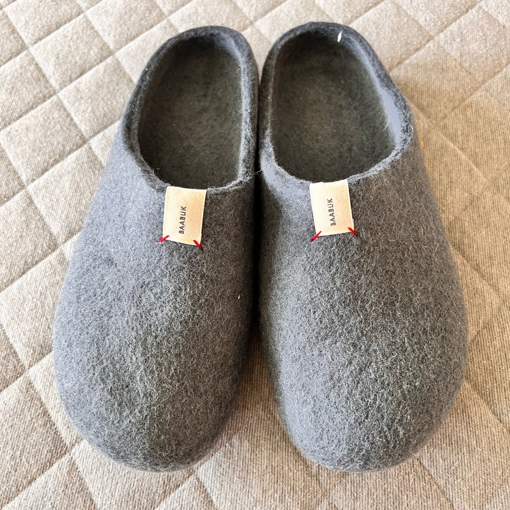 BAABUK Kanga Mens Large Gray (9-10.5) Wool Slippers
